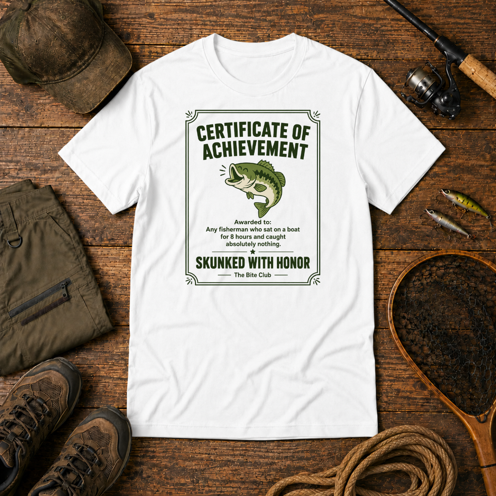 Skunked With Honor — The Bite Club Fishing Tee