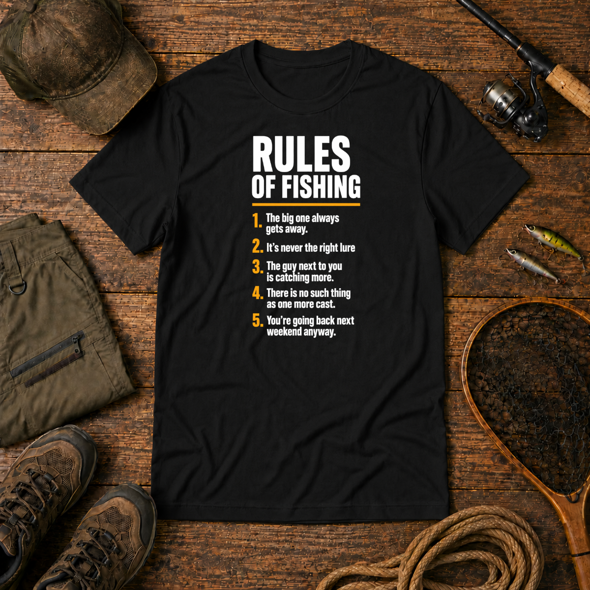Rules Of Fishing — The Bite Club Funny Fishing Tee