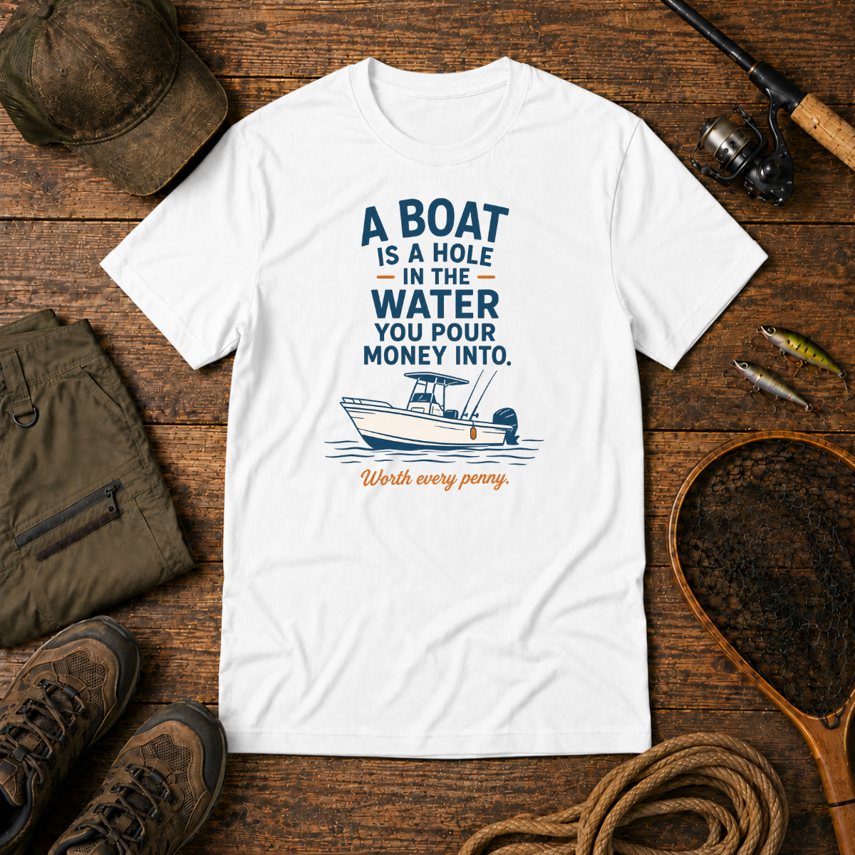 A Boat Is A Hole In The Water — The Bite Club Fishing Tee