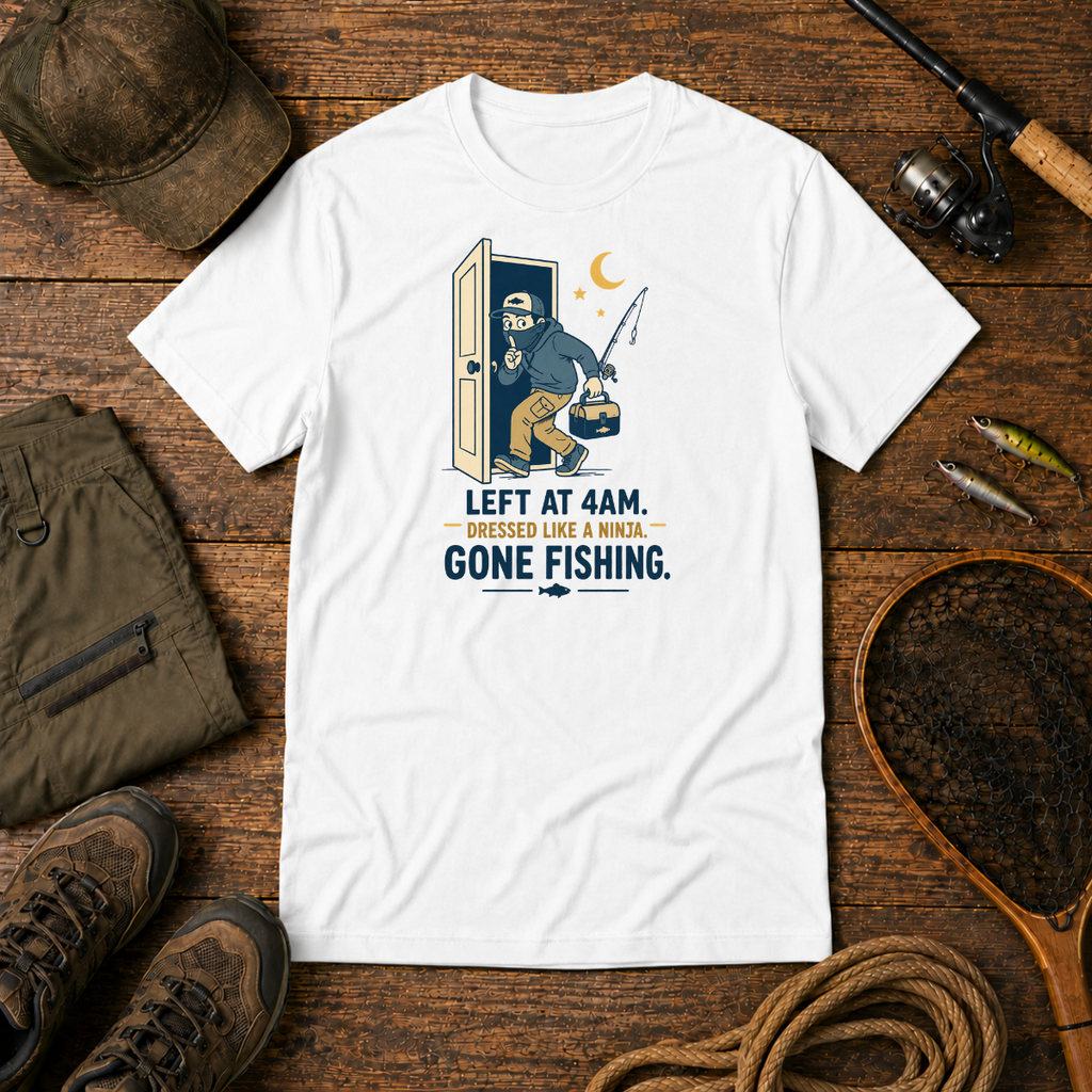 He Left At 4AM In Full Camo — The Bite Club Fishing Tee