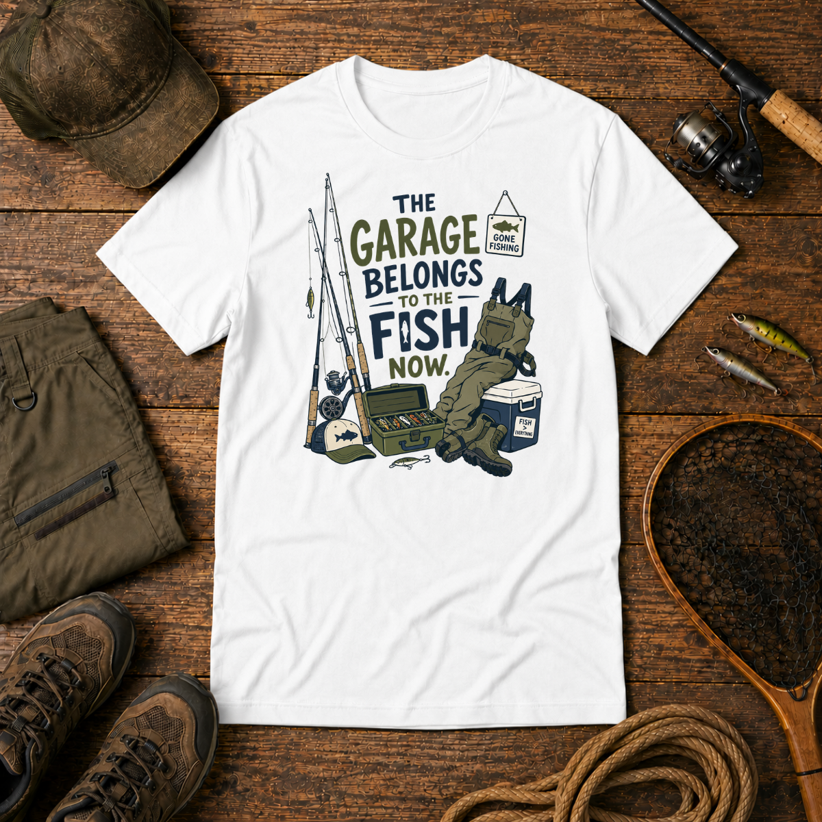 The Garage Belongs To The Fish Now — The Bite Club Fishing Tee