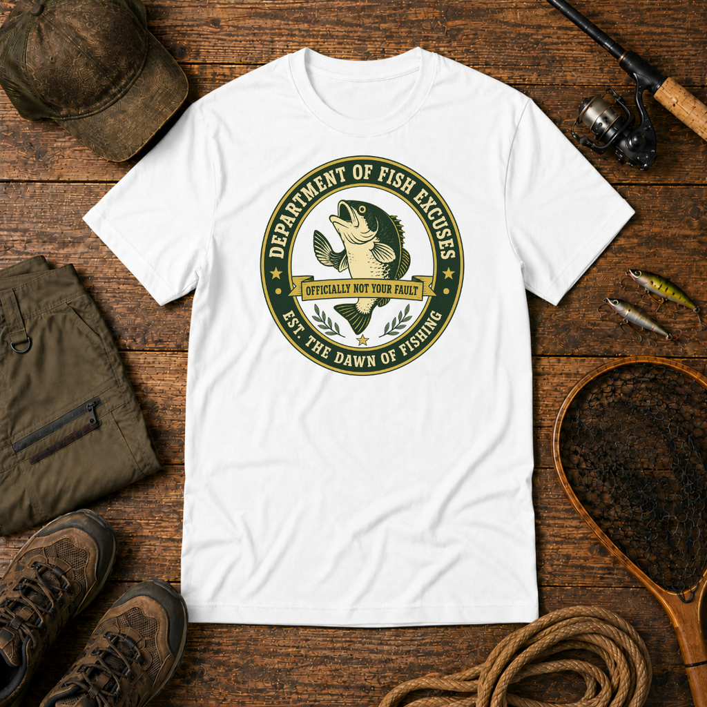 Department of Fish Excuses — The Bite Club Fishing Tee