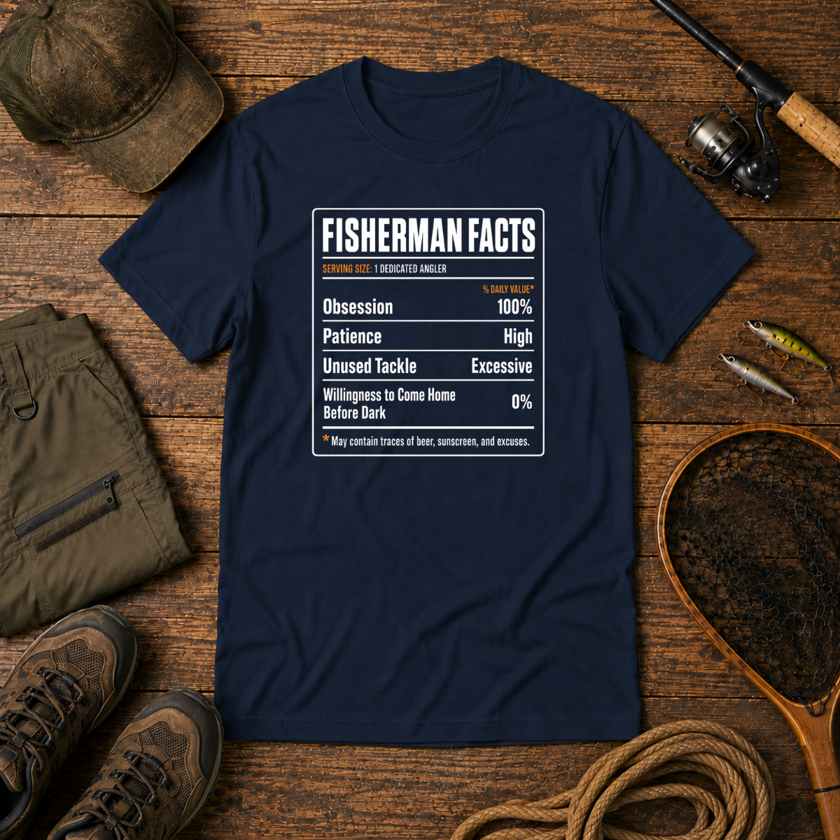 Fisherman Nutrition Facts — The Bite Club Funny Fishing Tee