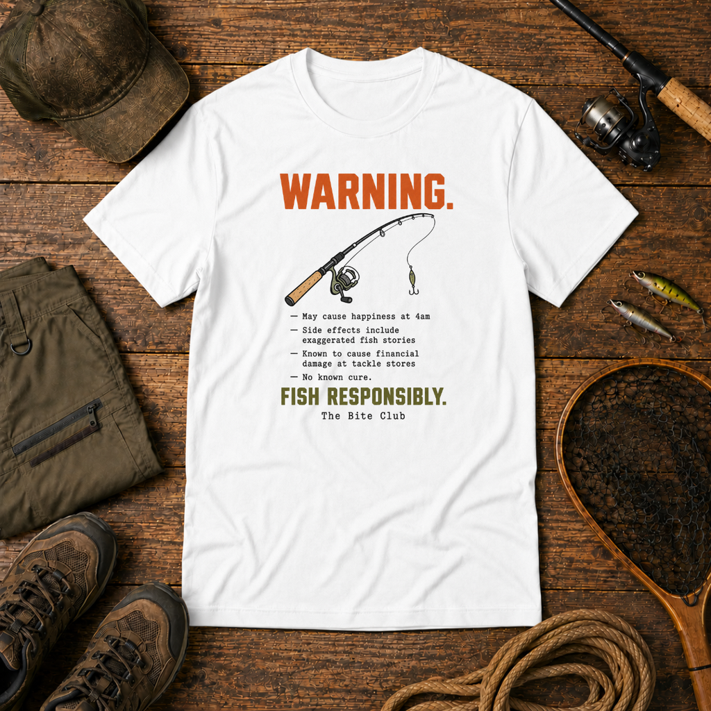 Warning Label — The Bite Club Fishing Tee